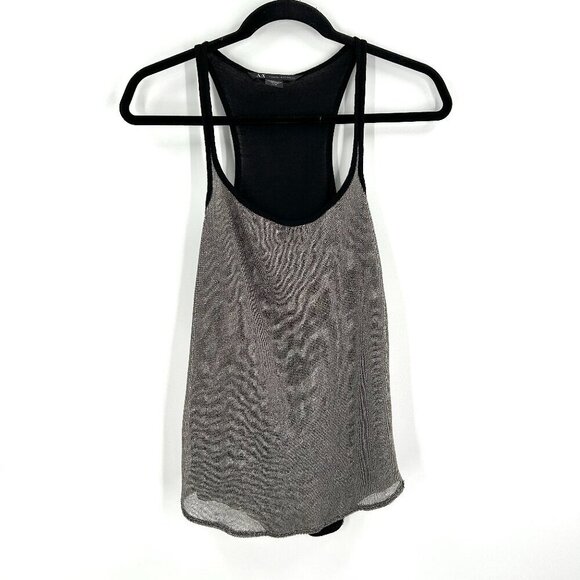 ARMANI Exchange Black Silver Chain Metallic Lightweight Jersey Tank Top Size XS - Picture 1 of 5